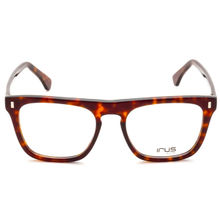 IRUS Men Full Rim Square Shiny Brown Acetate Eyeglass Frame (55)