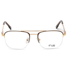 IRUS Men Half Rim Square Matt Brown Metal Eyeglass Frame (53)