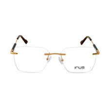 IRUS Men Rimless Square Shiny Gold Metal Eyeglass Frame (54)