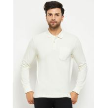98 Degree North Men Polo Neck Full Sleeve T-Shirt - White
