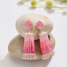 Zaveri Pearls Pink Beaded Hanging Traditional Jhumki Earring-ZPFK15868