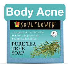 Soulflower Organic Tea Tree Handmade Bathing Soap For Acne & Pimple Control, Face & Body