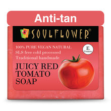 Soulflower Organic Handmade Anti Tan Tomato Bathing Soap, Detan & Brightening, Sun Tan & Damage