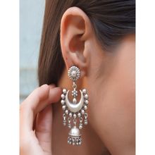 Noor By Saloni Silver Chand-Bali Floral Jhumki