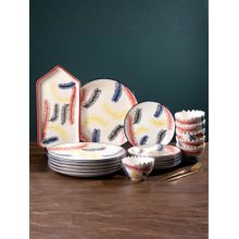 The Golden Theory 19 Piece White Ceramic Dinner Set