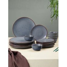 The Golden Theory 18 Piece Pebble Grey Ceramic Dinner Set