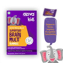 OZiva Kids Superfood Brain Multi Gummies with Ashwagandha & Brahmi for Focus & Memory