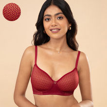 Nykd by Nykaa Textured Lace Padded Wirefree Bra - Red NYB076