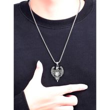 OOMPH Silver Stainless Steel Eagle With Flag Design Pendant With Chain