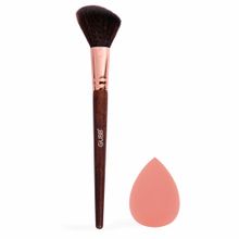 GUBB Beauty Blender (Peach) & Powder Brush Combo For Makeup Application