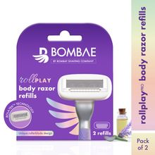 Bombae Rollplay Body Hair Removal Razor Refills With Unique Roller & Aloe For Women - 2 Refills