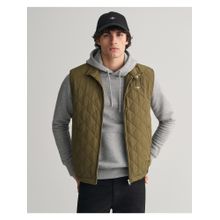 GANT Men Green Solid Stand Collar Sleeveless Quilted Jacket