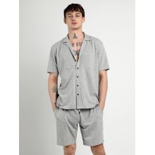 Campus Sutra Men's Light Grey Heathered Knitted Co-Ord (Set of 2)