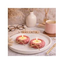 Karighar Cosy Knot Pink Tealights with Cover (Pack of 2)