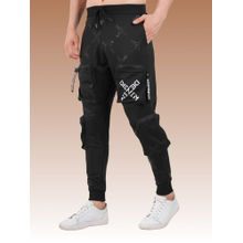 BOTABOCHI Men Black Printed Cargo Joggers