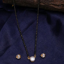 SHOSHAA Elegant Gold Plated American Diamond Mangalsutra Set With Earring