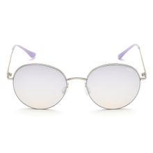 IDEE White Mirror Purple To White Gradient Lens Round Sunglass Shiny Silver Frame (53)