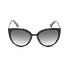 IRUS Smoke Gradient Lens Cat Eye Sunglass Full Rim Shiny Black Frame Irs1169C1Sg (60)