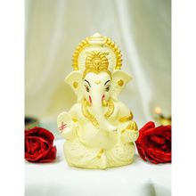 Ekhasa Ivory Ganesh Idol for Car Dashboard & Home Decor Vinayak Statue