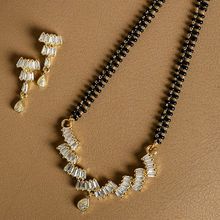 PANASH Gold-Plated & White Cz Stone-Studded Mangalsutra With Earrings