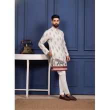 Gahan Cream Cotton Digital Print Embroidered Kurta with Pyjama