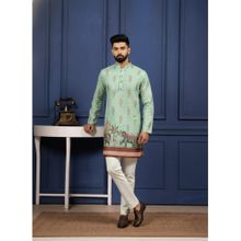 Gahan Pista Green Cotton Digital Print Embroidered Kurta with Pyjama