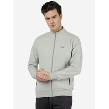 JadeBlue Mens Solid Grey Slim Fit Full Sleeve High Neck Winter Jacket