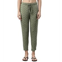 Enamor Essentials Womens E048-mid Rise 7-8th Relaxed Fit Lounge Pants Green