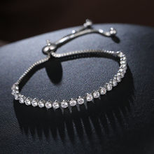 Peora Adjustable Silver Plated Rhinestone Diamondd Cut Cz Bridesmaid Tennis Bracelet (PX8B31)