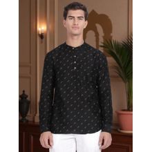 Kryptic Cryptic Men Viscose Rayon Printed Black Short Kurta