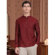 Kryptic Cryptic Men Cotton Dobby Maroon Short Kurta