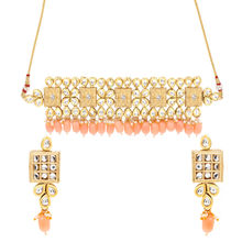 Asmitta Wedding Wear Gold-toned Kundan Beaded Collar Necklace Jewellery Set
