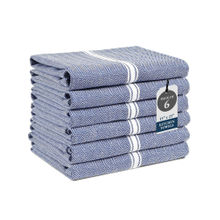 LANE LINEN Blue Chambery Pure Cotton Kitchen Towels (Pack of 6)