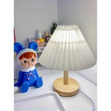 UMAI Table Lamp W Wooden Base and Fabric Shade