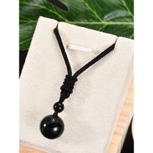 OOMPH Black Obsidian Stone Fashion Pendant with Chain