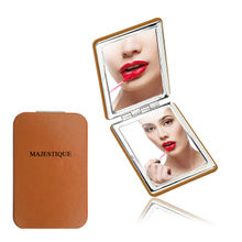 Majestique Compact Hand Mirror, Leatherette Texture For Men And Women - Color May Vary