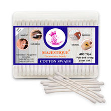 Majestique 200Pcs Paper Cotton Swabs - Gentle On Face, Ear Cleaning, Makeup, And Beauty Applicator