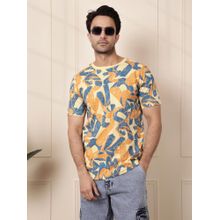 WROGN Distressed Aop Slim Fit T-Shirt Yellow