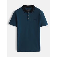 WROGN Jacquard Collar Pique Polo T-Shirt Teal