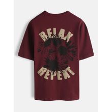WROGN Puff Print Oversized T-Shirt Maroon
