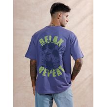 WROGN Puff Print Oversized T-Shirt Dark Blue
