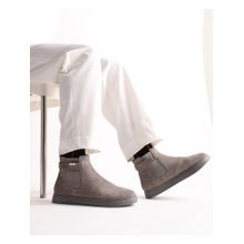 Rare Rabbit Men Berus Grey Suede Lace-Up Closure Chelsea Boots
