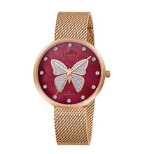 Strand By Obaku Glitter Butterfly Burgundy Dial Quartz Watch For Women (S700LXVDMV-DB)