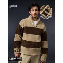 The Souled Store Men Beige-Brown Cocoa Oversized Sweatshirt