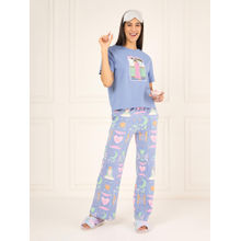 Sweet Dreams Womens Graphic Printed Pyjama with Top Blue