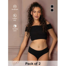 Chelvet Seamless Hipster Panties Black (Pack of 2)