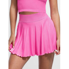 Shop The Edit Mid-Waist A Line Skirt Flared Ruffle Hem Built In Shorts With Pockets Pink