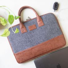 HAMELIN Theo Sleek Laptop Bag (Grey Herringbone)