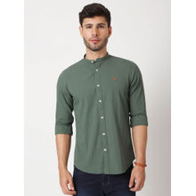 AM SWAN Premium Mens Green Crinkle Cotton Casual Shirt