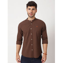 AM SWAN Premium Mens Coffee Crinkle Cotton Casual Shirt